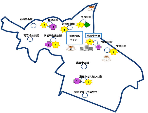味岡小学校区の地図