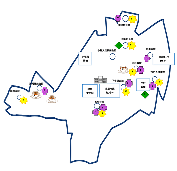 北里小学校区の地図