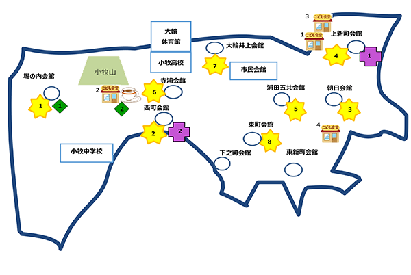 小牧小学校区の地図